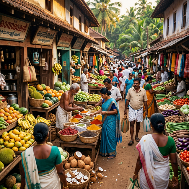 Local village market with fresh produce